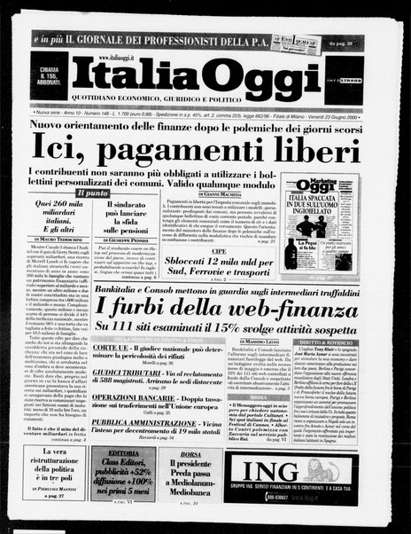 Italia oggi : quotidiano di economia finanza e politica